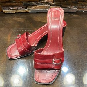 Coach Nicole Red Leather Mules - 7.5